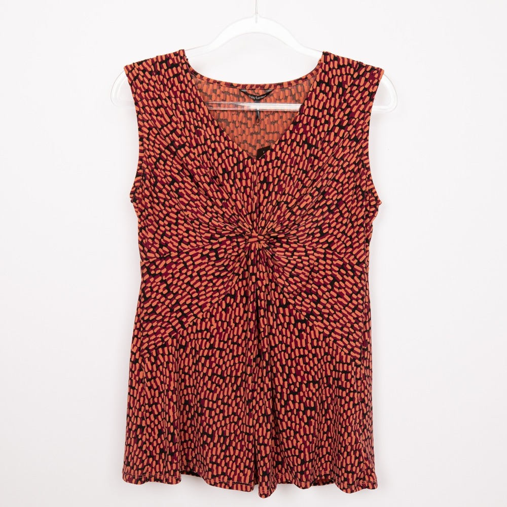 Daisy Fuentes Knot Top Sleeveless‎ Blouse Abstract Print Casual Top M